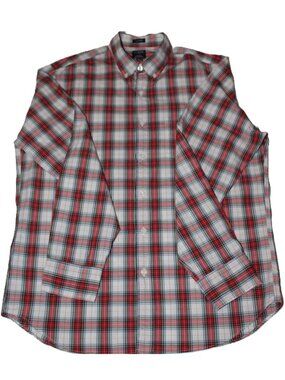 J. Crew Shirt Men's Large Button Down Long Sleeve Red Blue Plaid Flex Washed